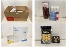 BOX OF ASSORTED BEAUTY ITEMS TO INCLUDE ORAL-B IO TEST DRIVE REFILLS KIT APPROX