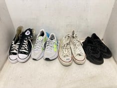 4 X ASSORTED ADULT FOOTWEAR TO INCLUDE CONVERSE ALL STARS HI-TOPS BLACK/WHITE SIZE 9.5