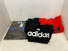 4 X ASSORTED ADULT ADIDAS CLOTHING TO INCLUDE ZIPPED TRACK JACKET BLACK/WHITE SIZE LG