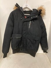 ZAVETTI CANADA ABELLI 2.0 HOODED BOMBER JACKET BLACK WITH FAUX FUR TRIM HOOD BLACK SIZE M RRP- £110