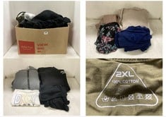 BOX OF APPROX 20 X ASSORTED ADULT CLOTHING TO INCLUDE WF-MIK HOODIE BLACK WITH WHITE LOGO SIZE XS