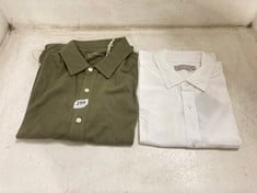 EVERLANE THE RELAXED POPLIN SHIRT WHITE SIZE M TO INCLUDE EVERLANE POLO LONG SLEEVE SHIRT KHAKI GREEN SIZE M