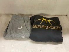 NIKE CLUB CARGO CUFFED JOGGERS GREY SIZE KIDS LG TO INCLUDE NIKE HOODIE DARK GREY WITH OYSTER BAY BASKETBALL LOGO SIZE SM