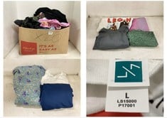 BOX OF APPROX 20 X ASSORTED ADULT CLOTHING TO INCLUDE NOT YOUR DAUGHTERS JEANS BLACK VELOUR SIZE 14