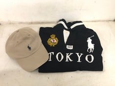 RALPH LAUREN POLO T-SHIRT BLACK WITH TOKYO LOGO SIZE M TO INCLUDE RALPH LAUREN CORE REPLEN BASEBALL CAP KHAKI