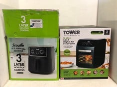 SCOVILLE 6.5L MANUAL AIR FRYER TO INCLUDE TOWER 12 LITRE 5-IN-1 DIGITAL AIR FRYER OVEN-TOTAL RRP £125