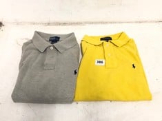 RALPH LAUREN MUSTARD KIDS POLO IN UK SIZE M TO INCLUDE RALPH LAUREN KIDS GREY POLO IN UK SIZE L-TOTAL RRP £150