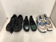 3 X TRAINERS TO INCLUDE ADIDAS BLACK/MINT TRAINERS IN UK SIZE 8