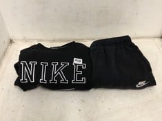 NIKE VINTAGE BLACK CREW NECK EMBROIDERED SWEATSHIRT IN UK SIZE M TO INCLUDE NIKE LINED BLACK JOGGERS IN UK SIZE M