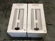 2 X BRABANTIA NEWLCON 30 LITRE PEDAL BIN IN FRESH WHITE-TOTAL RRP £140