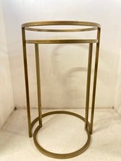 NKUKU NAKURU IRON & GLASS SIDE TABLE SET - BRASS - SET OF 2 NT4801 RRP- £275