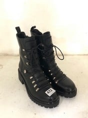 DANIEL PLIP BLACK LEATHER LACE UP BIKER BOOTS-RRP £169