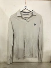 STONE ISLAND REGULAR WHITE LONG SLEEVE POLO IN UK SIZE M-RRP £185