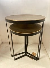 NKUKU MABA NESTING SIDE TABLE - ANTIQUE BRASS - SET OF 2 - SMALL 45 X 36CM - LARGE 54 X 46CM DIAMETER MT4901 RRP- £275