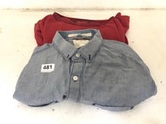 LEVI'S MODERN FIT LONG SLEEVE BUTTON UP SHIRT IN COLOUR GREY TO INCLUDE FRED PERRY RED T-SHIRT IN L(RRP-£40)