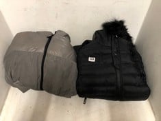 BENCH BLACK FAUX FUR HOODED PUFFER JACKET IN SIZE XL TO INCLUDE DKNY GREY PUFFER COAT IN UK SIZE XL