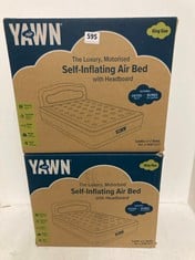 2 X YAWN AIR KING SIZE SELF INFLATING AIR BED WITH HEADBOARD-TOTAL RRP £160