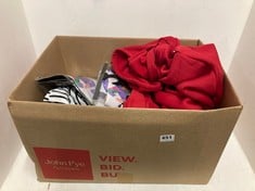 BOX OF ASSORTED ADULTS CLOTHING TO INCLUDE RED QUOTE HOODIE IN SIZE XXXL