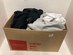 BOX OF ASSORTED ADULTS CLOTHING TO INCLUDE POLO RALPH LAUREN WHITE SHIRT IN SIZE XL