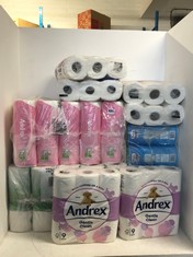 QTY OF ASSORTED TOILET PAPER TO INCLUDE ANDREZ ULTIMATE QUILTS 9 PACK