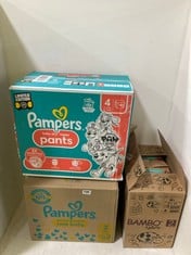 3 X ASSORTED BOXES OF NAPPIES AND CHILDRENS PULL UP NAPPY PANTS