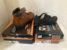 SKECHERS WORKSHIRE MENS BOOTS IN BROWN SIZE 11 TO INCLUDE SKECHERS UNO SR-SUTAL MENS SHOES IN BLACK SIZE 9