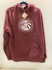 BOX OF ASSORTED CLOTHES TO INCLUDE KANGAROO POO EXTREME SURFING HOODIE IN BURGUNDY SIZE LARGE