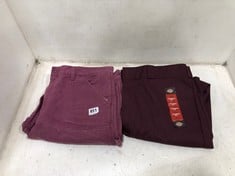 DICKIES MENS CHINO TROUSERS IN DARK BURGUNDY SIZE 38 X 32 TO INCLUDE CARHARTT MENS TROUSERS IN LIGHT BURGUNDY SIZE 32 X 32