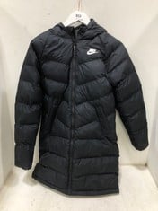 NIKE MENS PUFFER COAT WITH HOOD IN BLACK SIZE LARGE