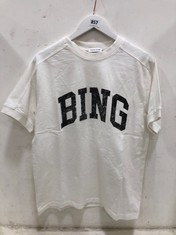 ANINE BING SHORT SLEEVE LOGO T-SHIRT IN IVORY SIZE MEDIUM