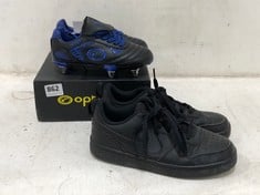 OPTIMUM RAZOR RUGBY BOOT IN BLACK / BLUE SIZE 1 TO INCLUDE NIKE AIR FORCE 1 TRAINERS IN BLACK SIZE 5