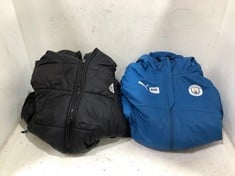 ADULTS PUFFER JACKET IN BLACK SIZE SMALL TO INCLUDE PUMA JACKET MANCHESTER CITY IN BLUE SIZE XL