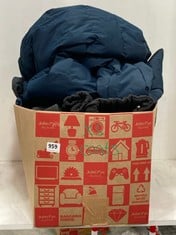 BOX OF ASSORTED COATS TO INCLUDE TRESPASS COAT WITH COLDHEAT INSULATION IN NAVY SIZE LARGE