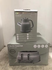 DAEWOO 4 SLICE TOASTER GREY TO INCLUDE DAEWOO 1.7L KETTLE 3KW RAPID BOIL GREY