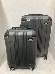 KONO HARDSHELL MEDIUM 4 WHEEL SUITCASE IN GREY TO INCLUDE KONO HARDSHELL CARRY ON 4 WHEEL SUITCASE IN GREY