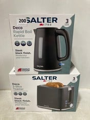 SALTER DECO RAPID BOIL KETTLE IN BLACK TO INCLUDE DECO 2-SLICE TOASTER IN BLACK