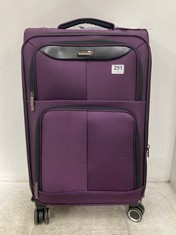 SHOWKOO SOFT SHELL FABRIC 4 WHEEL MEDIUM TRAVEL SUITCASE IN PURPLE