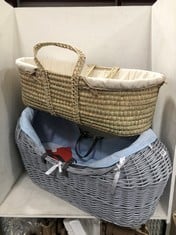 KINDERVALLEY HANDMADE NATURAL WICKER POD MOSES BASKET TO INCLUDE CLAIR DE LUNE BAMBOO COIR/WOOL MOSES MATTRESS BASKET