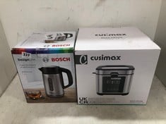 BOSCH DESIGN LINE CORDLESS KETTLE IN BLACK/SILVER MODEL NO. TO INCLUDE CUSIMAX DEEP FRYER - MODEL NO. CMDF-03