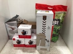 8 X ASSORTED KITCHEN ITEMS TO INCLUDE BASIC STAINLESS STEEL ELECTRIC COFFEE BEAN GRINDER AND TAYLORS OF HARROGATE YORKSHIRE TEA 3.25KG BAG (BBE-12/2025)