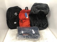 4 X ASSORTED BACKPACK ITEMS TO INCLUDE HOPYOCK FABRIC BACKPACK IN BLACK