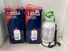 4 X ASSORTED PRESSURE SPRAYER ITEMS TO INCLUDE SPEAR AND JACKSONS 5 LITRE PRESSURE SPRAYER