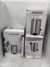 3 X ASSORTED BRABANTIA BINS TO INCLUDE BRABANTIA NEWLCON PEDAL BIN 12L