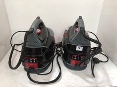 2 X MORPHY RICHARDS POWER STEAM ELITE IRON IN BLACK/RED - MODEL NO. 332013 - TOTAL RRP £460