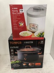 2 X ASSORTED KITCHEN ACCESSORIES TO INCLUDE TOWER ROSE GOLD EDITION 6.5 LITRE SLOWER COOKER IN GREY