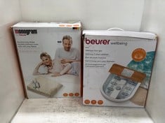 2 X ASSORTED BEURER WELLNESS ITEMS TO INCLUDE MONOGRAM BY BEURER KOMFORT FULLY FITTED DOUBLE SIZE HEATED MATTRESS COVER