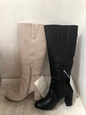 4 X ESSENTIALS BOOTS TO INCLUDE GREY FAUX SUEDE WOMENS TALL HEEL BOOT UK SIZE 4