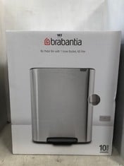 BRABANTIA BO PEDAL BIN WITH 1 INNER BUCKET 60 LITRE FINGERPRINT PROOF MATT STEEL RRP- £179.95