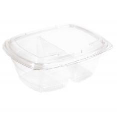 300 X FRESCO SALAD/DELI CONTAINER WITH LID 2 COMPARTMENT - 900ML .