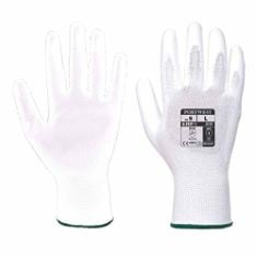 10 X PACKS OF PORTWEST MENS PU PALM GLOVE (12 PAIR PACK) WHITE XL.